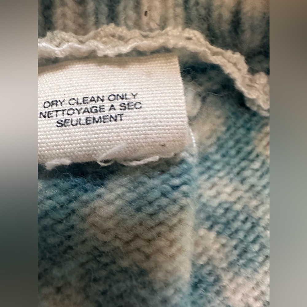 Moth for Anthropologie 100% wool bolero sweater in a blue and white knit pattern - Picture 9 of 10